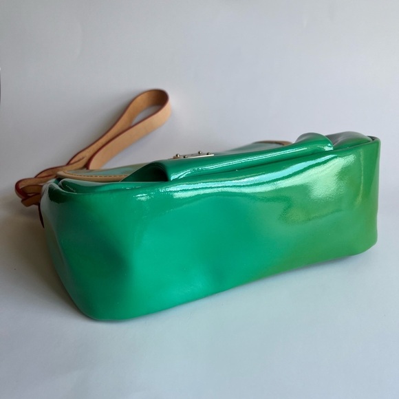 Dooney & Bourke Patent Flap Pleated Hobo Shoulder Bag -Seafoam - Picture 3 of 7